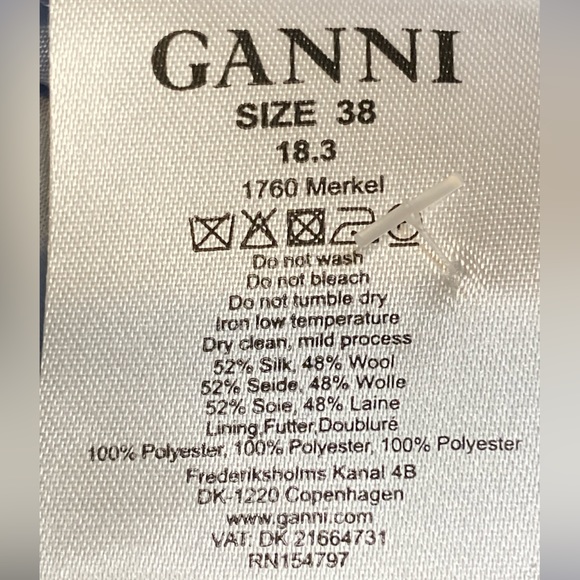 NWT Ganni Merkel Blue Glen Plaid Slim Fit Trousers - Sz 6 - Picture 10 of 10